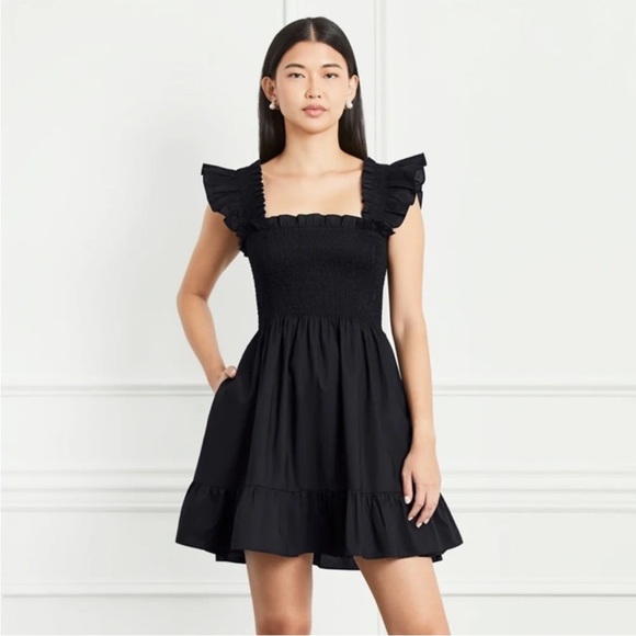 Hill House Home Elizabeth Nap Dress In Cotton Poplin Black Smock New Size XS - Picture 11 of 11